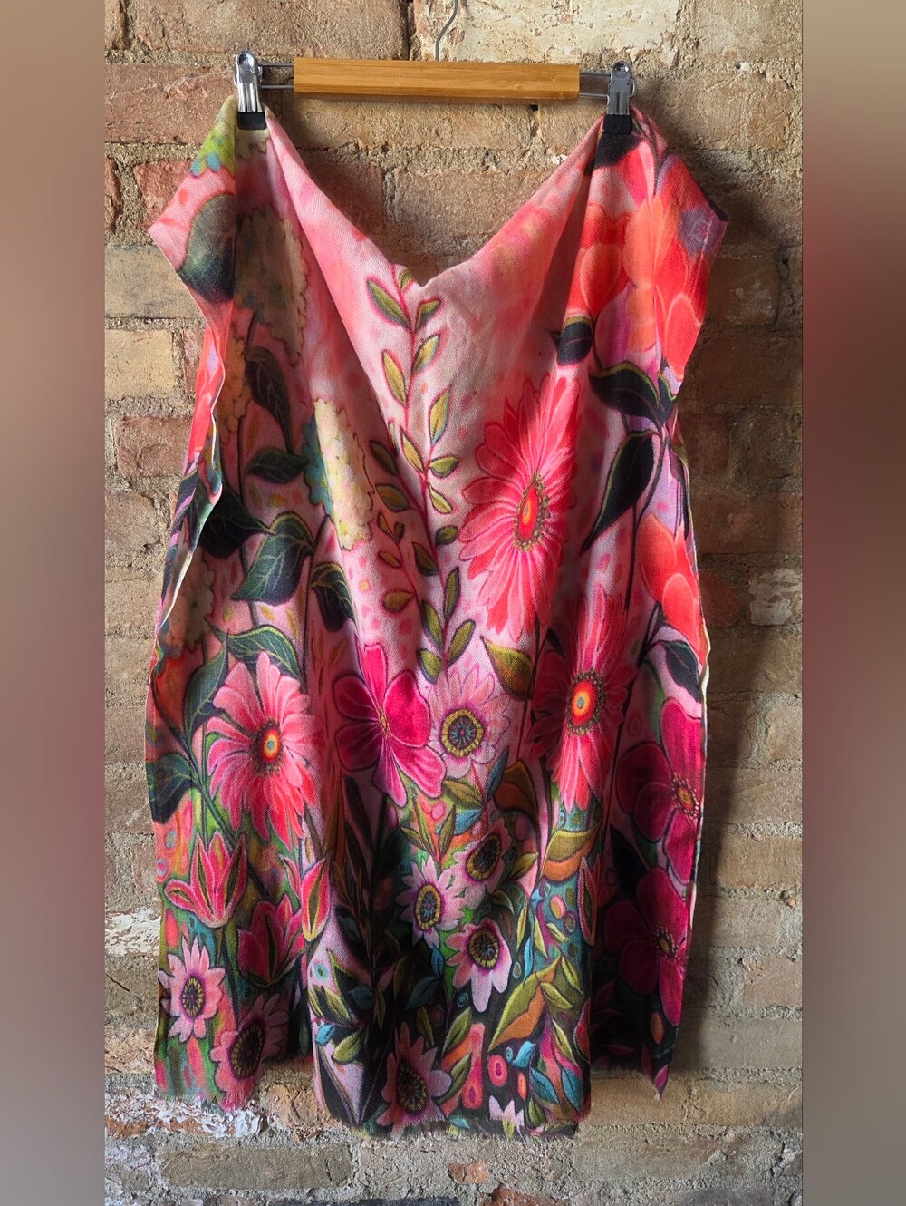 Lemonwood 100% Cashmere Wrap Pink Floral Scarf